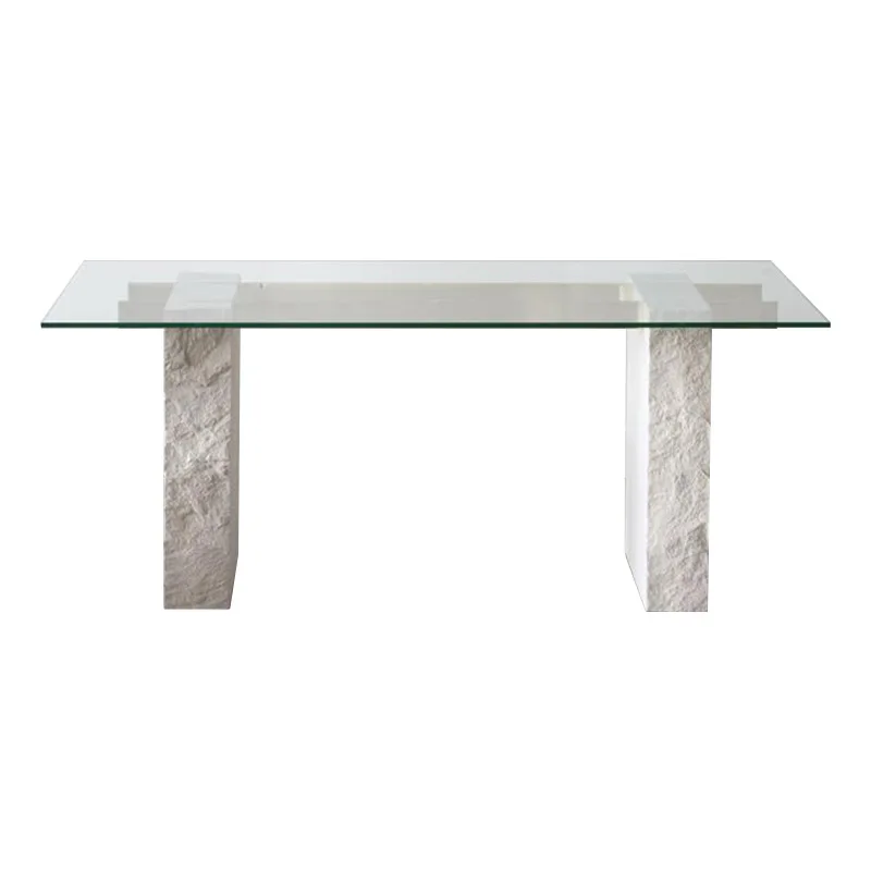 

Nordic light luxury tempered glass square living room coffee table designer creative imitation stone transparent meeting table