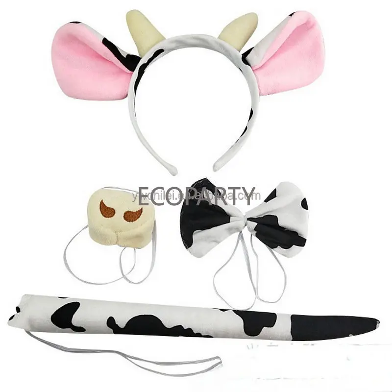 6Pcs Donkey Kostuum Accessoire Set Hoofdband Ezel Neus Staart En Vlinderdas Grey Donkey Animal Kostuum Voor kids Meisjes