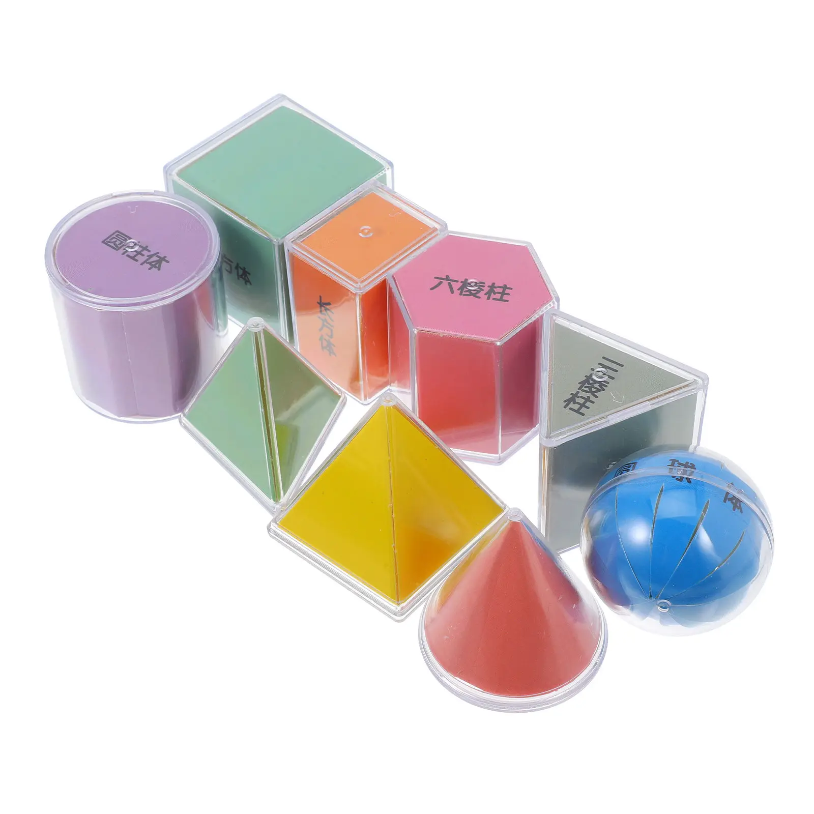 9Pcs Translucent Geometry Manipulatives 3D Shapes Teaching Aid for Preschool Kids Classroom Light Table Math Learning