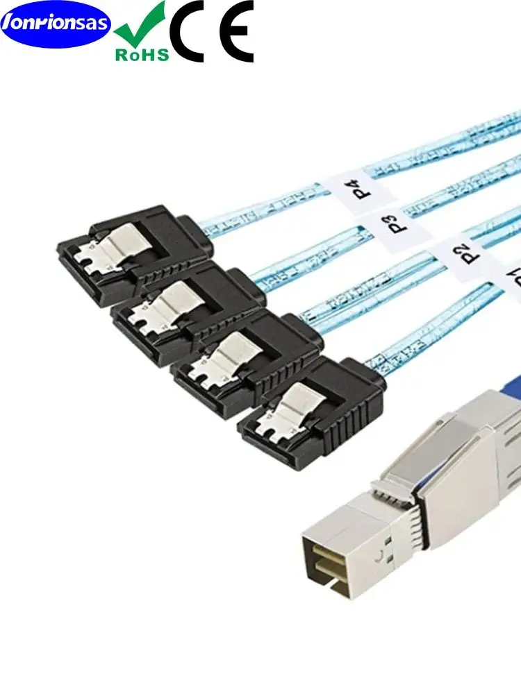 Zewnętrzny kabel Mini SAS HD SFF-8644 do 4-portowego SATA 7P żeńskiego złącza do dysków twardych, serwerów danych i RAID, 0,5 m/1,0 m — zdjęcie produktu 6