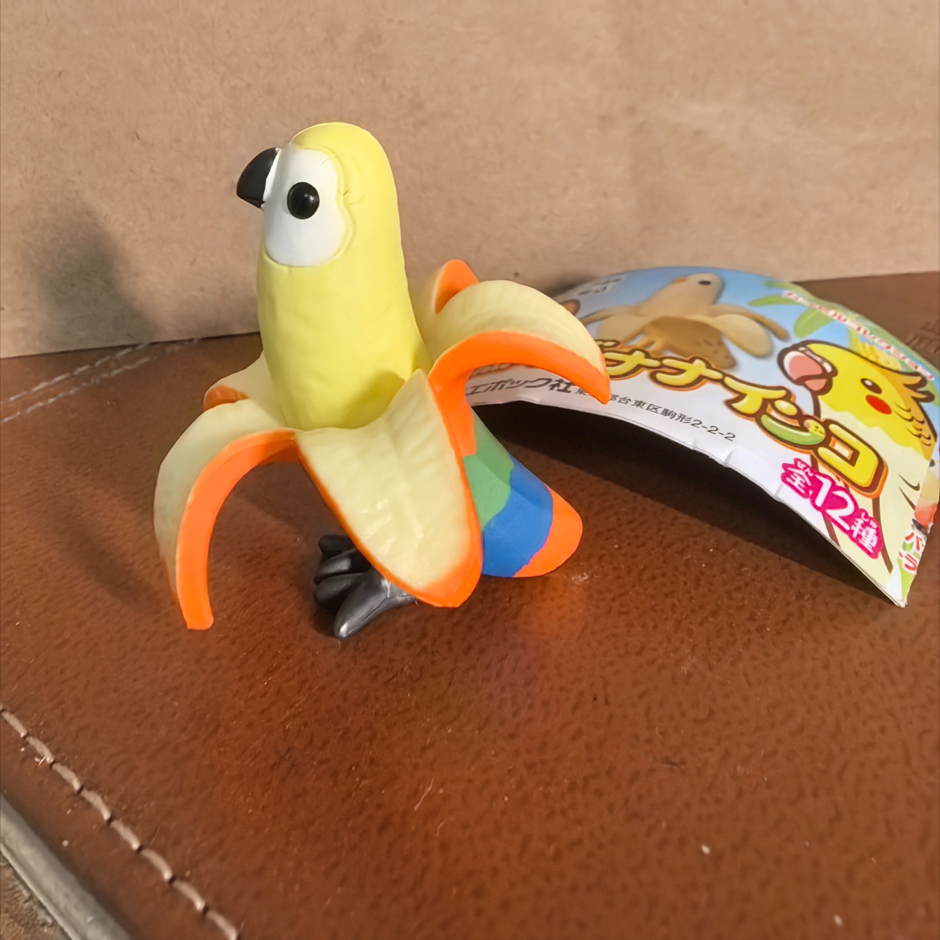 Original Japan Gashapon Banana Parrot Keychain Figure