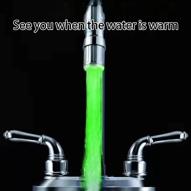 LED Temperature Sensitive Faucet Extender Water Saving Stream Light Faucet Aerator Tap Nozzle for Kitchen Bathroom 