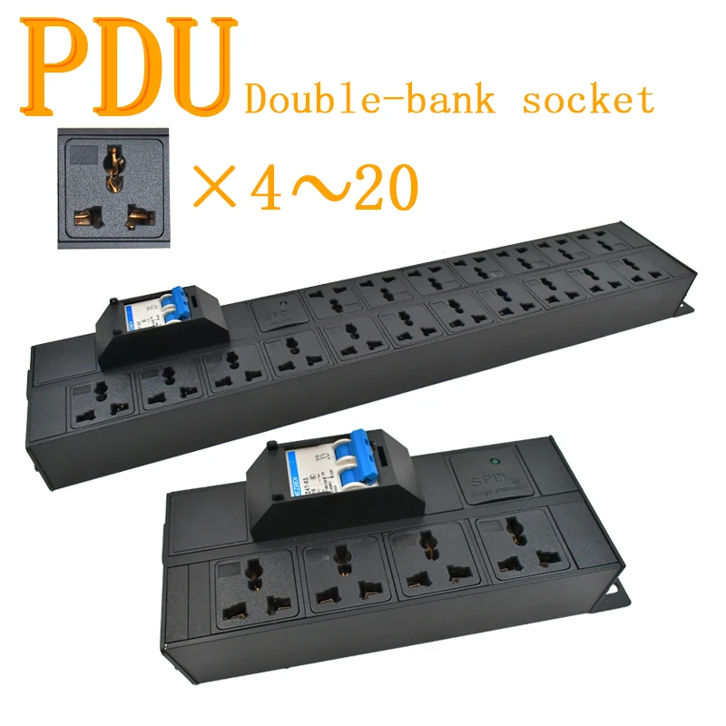 PDU Power strip Power strip Power strip Double row 10A Universal socket 4-20AC 16A Air Switch with Surge protection wireless