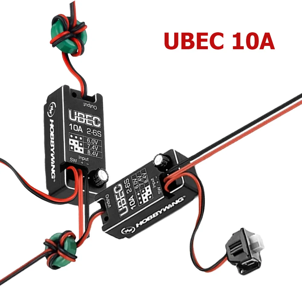 Hobbywing UBEC 10A modul regulator kecil tahan air penuh mendukung 2-6S/3-14S 6v 7.4v 8.4v untuk aksesori mobil yang dikendalikan Radio