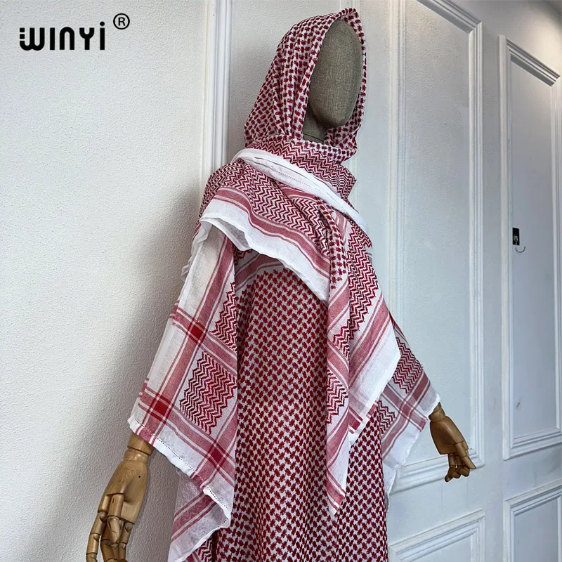 WINYI classic dresses with scarf 2 piece set Kaftan party dresses loose fashion Streetwear luxury abaya muslim woman dubai عبايا