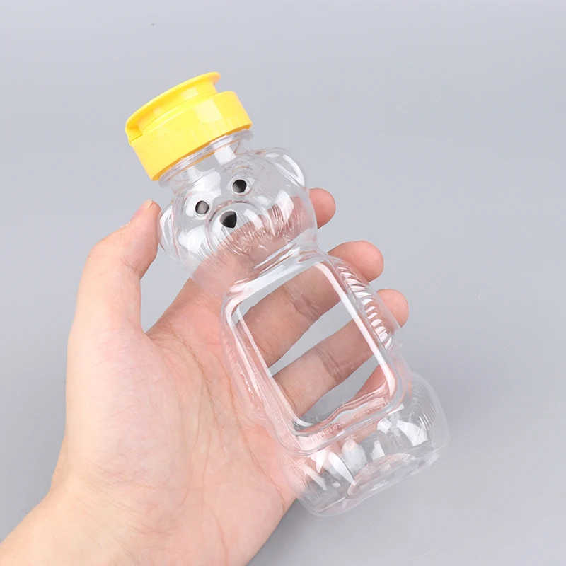 1/2PCS 240ml Plastic Squeeze Condiment Bottles Bear Honey Bottle Extrusion Bottle Bear Shape Honey Sauce Mustard Jam Dispense