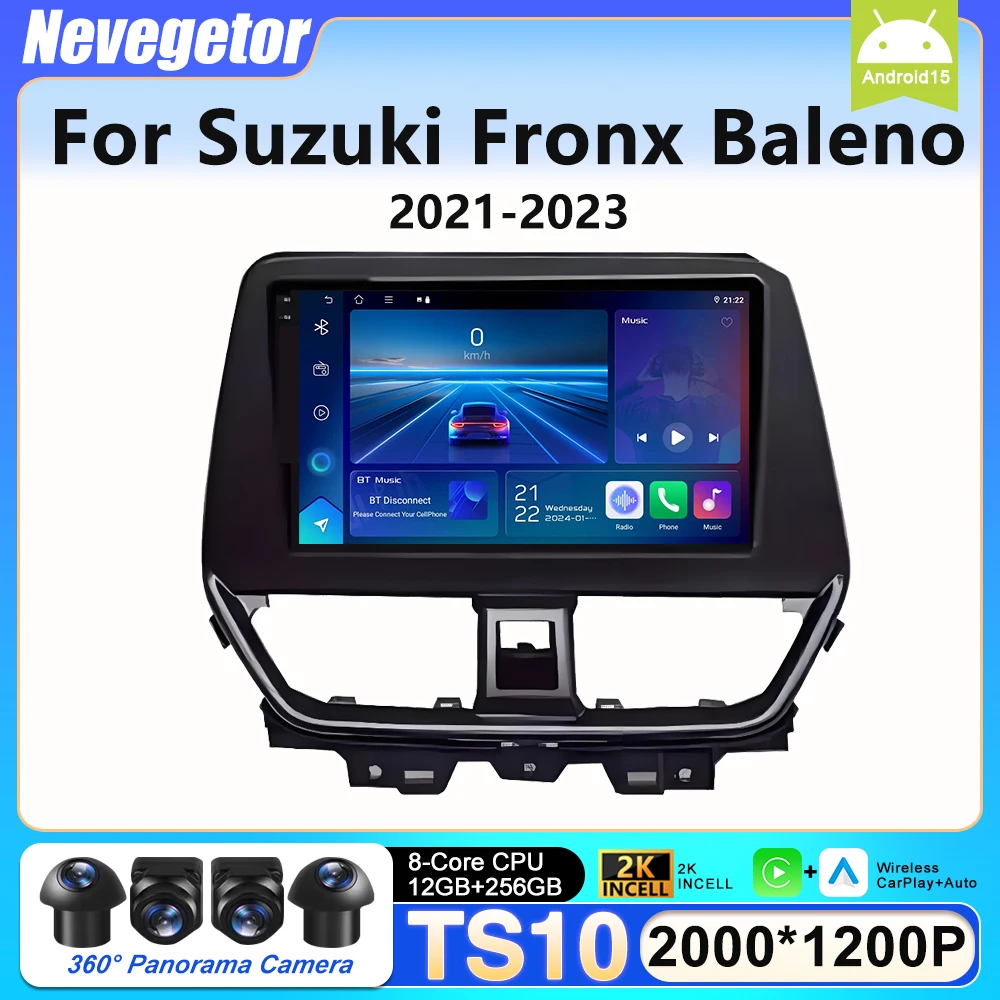 Car Radio Navigation Video GPS Carplay For Suzuki Fronx Baleno 2021 2022 2023 Stereo Multimedia Player DVD Bluetooth 5G Wifi DSP