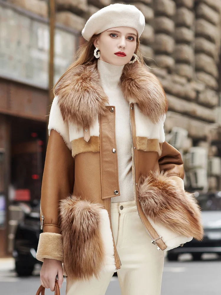 High Patty New Quality Sheep Fur Integrated Women\'s Coat Golden Island Hair Casual Fashion Fur Coat Winter