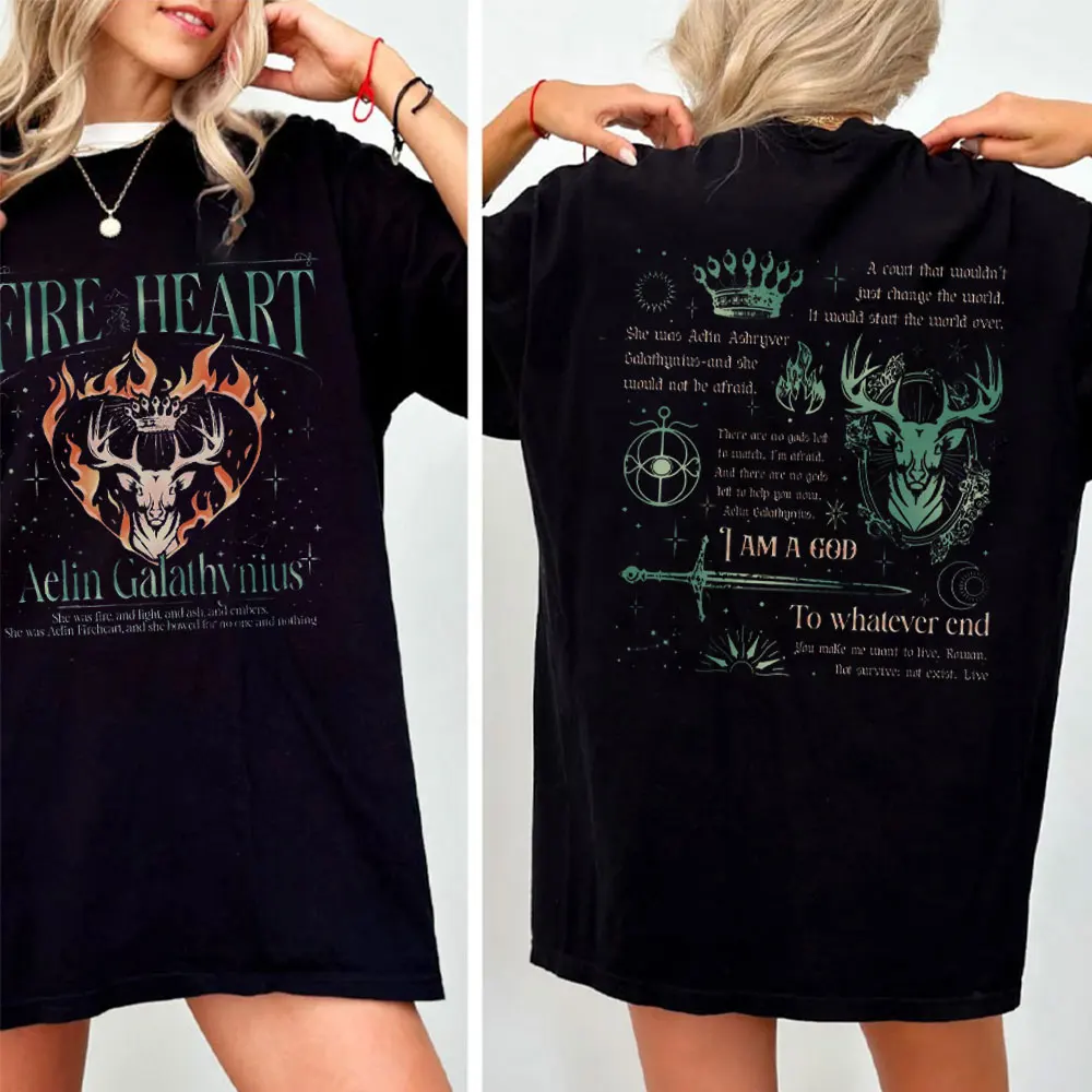 

Cotton Tee Throne of Glass Aelin Galathynius Fireheart Rowan Manon Dorian Celaena Sardothien Kingdom of Ash SJM Universe Booktok
