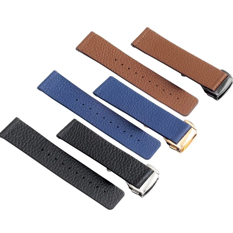 Soft Genuine Leather Watch Strap Ultra-thin Suitable for Omega Vacheron Constantin Butterfly Clasp Watchband for Men Women