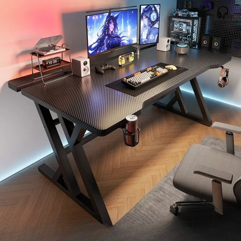 E-sports Table Desktop Two-section Carbon Fiber Color Game Learning Clamping Robot Arm Solid Wood Computer Table