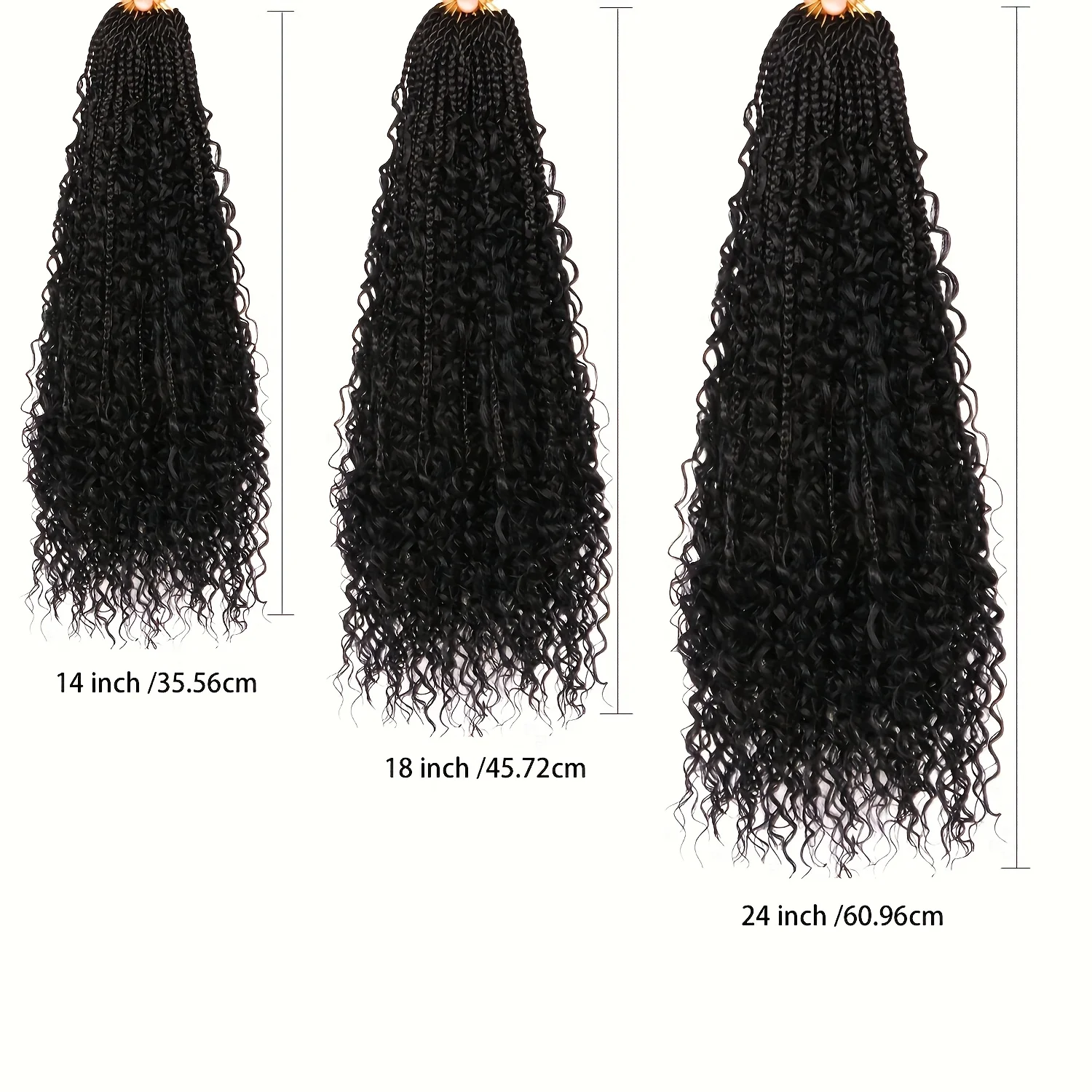 ضفائر شعر كروشيه صناعية على شكل صندوق آلهة مع أطراف مجعدة، وصلات شعر كروشيه بوهيمية ملفوفة مسبقًا للنساء