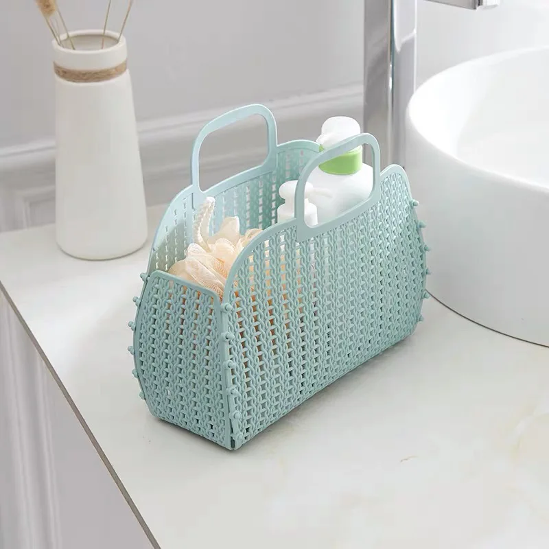 Detachable Shower Basket Plastic Bath Bathroom Hollow Wash Storage Basket Shopping Basket Home Storage Organization