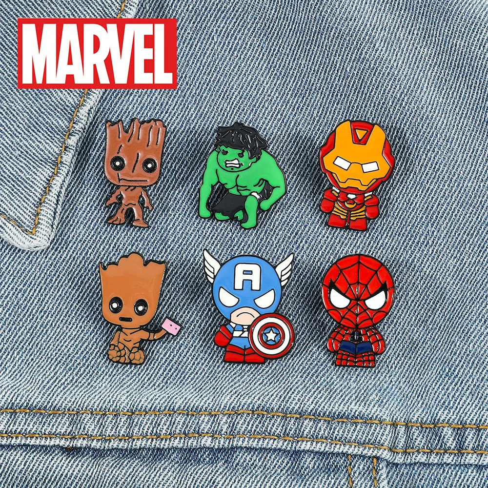 Marvel Superhero Brooch Movie Character Peripheral Metal Badge Cute Guardians of The Galaxy Gru Accessories Decorative Goodies