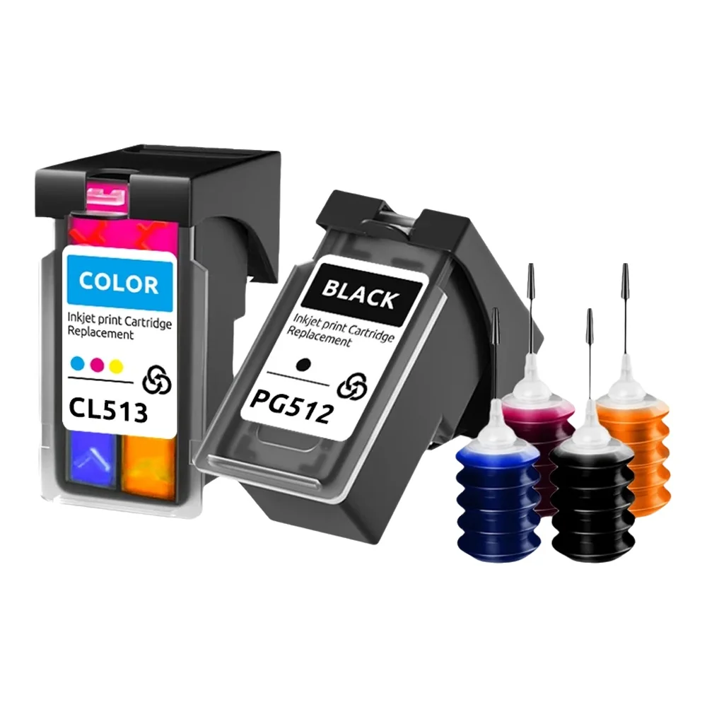 HUHIKAB PG512 CL513 Wkłady atramentowe wielokrotnego napełniania do Canon Pixma MP230 MP250 MP240 MP270 MP480 MX320 MX330 MX340 MX350 IP2700 — zdjęcie produktu 7