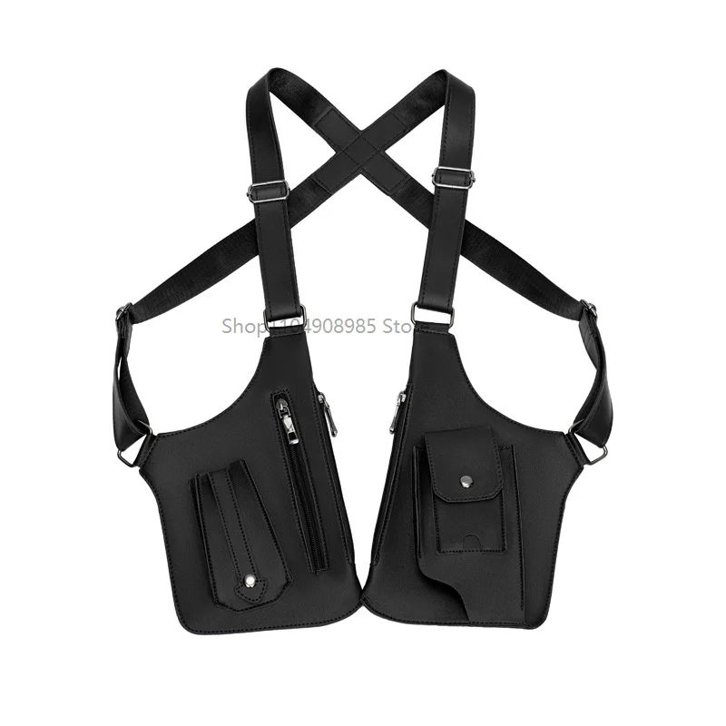 تصميم فاخر للرجال التكتيكية سترة حقيبة عالية الجودة بولي Leather جلد رجل حقيبة صدر للرجال الهاتف الحقيبة خمر تصميم تحت الإبط حقائب الظهر