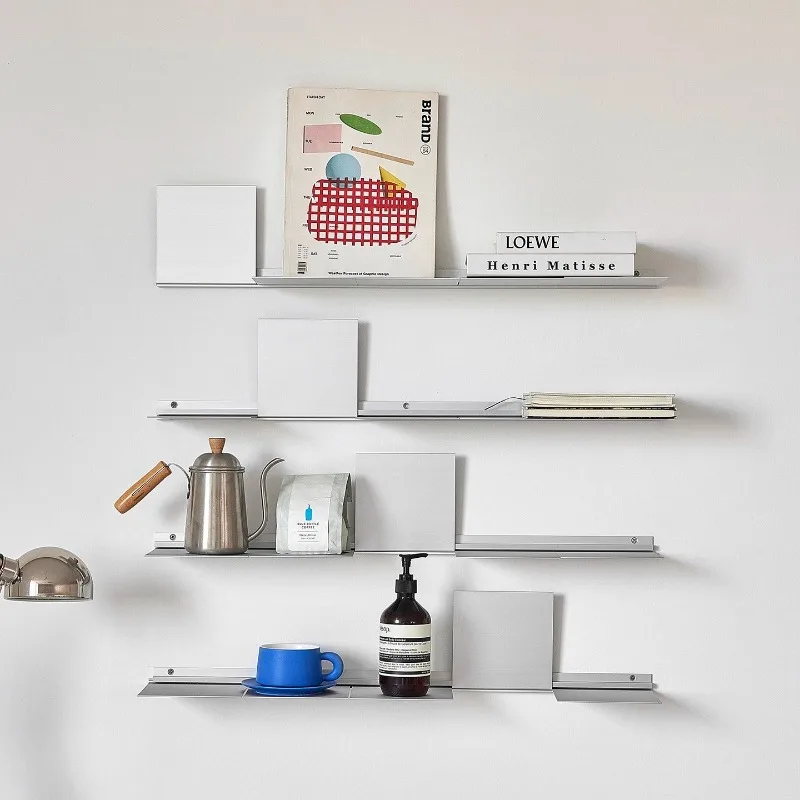 

Wall Mounted Foldable Storage Rack Wall Aluminum Alloy Straight Shelf Wall-mounted Bauhaus Display Rack Decorative Rack