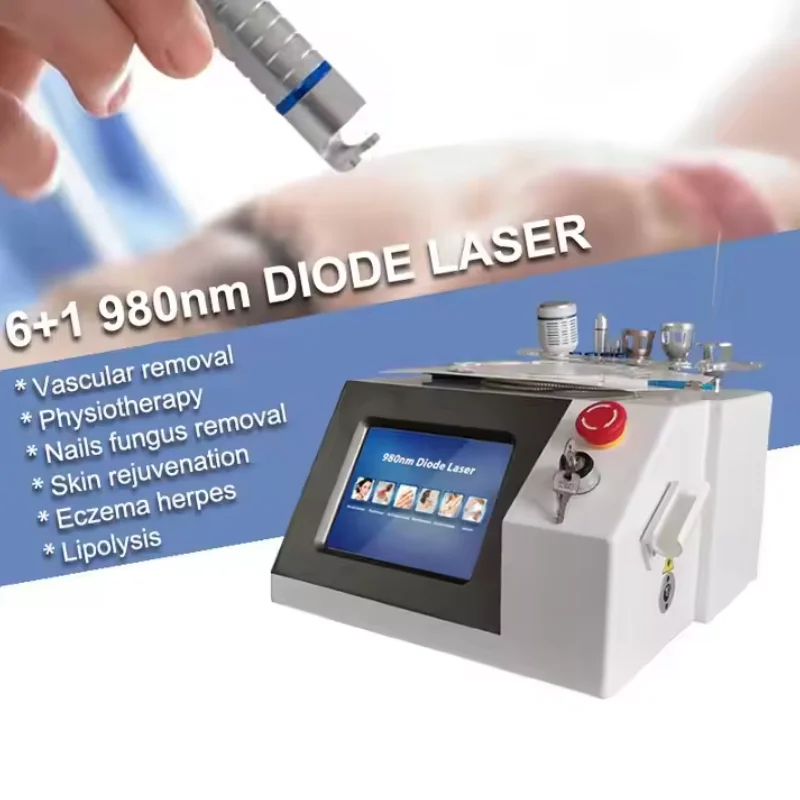 

980NM Diode 6 in 1 local fat dissolution Spider Vein Removal Machine therapy nail fungus eczema herpes Red Blood Spider Veins