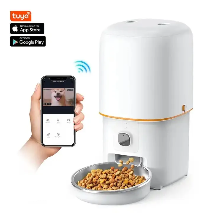 New Tuya App Eco Friendly Timed Ration Feeder Cats Dogs With 4L 5G Camera Smart Pet Feeder