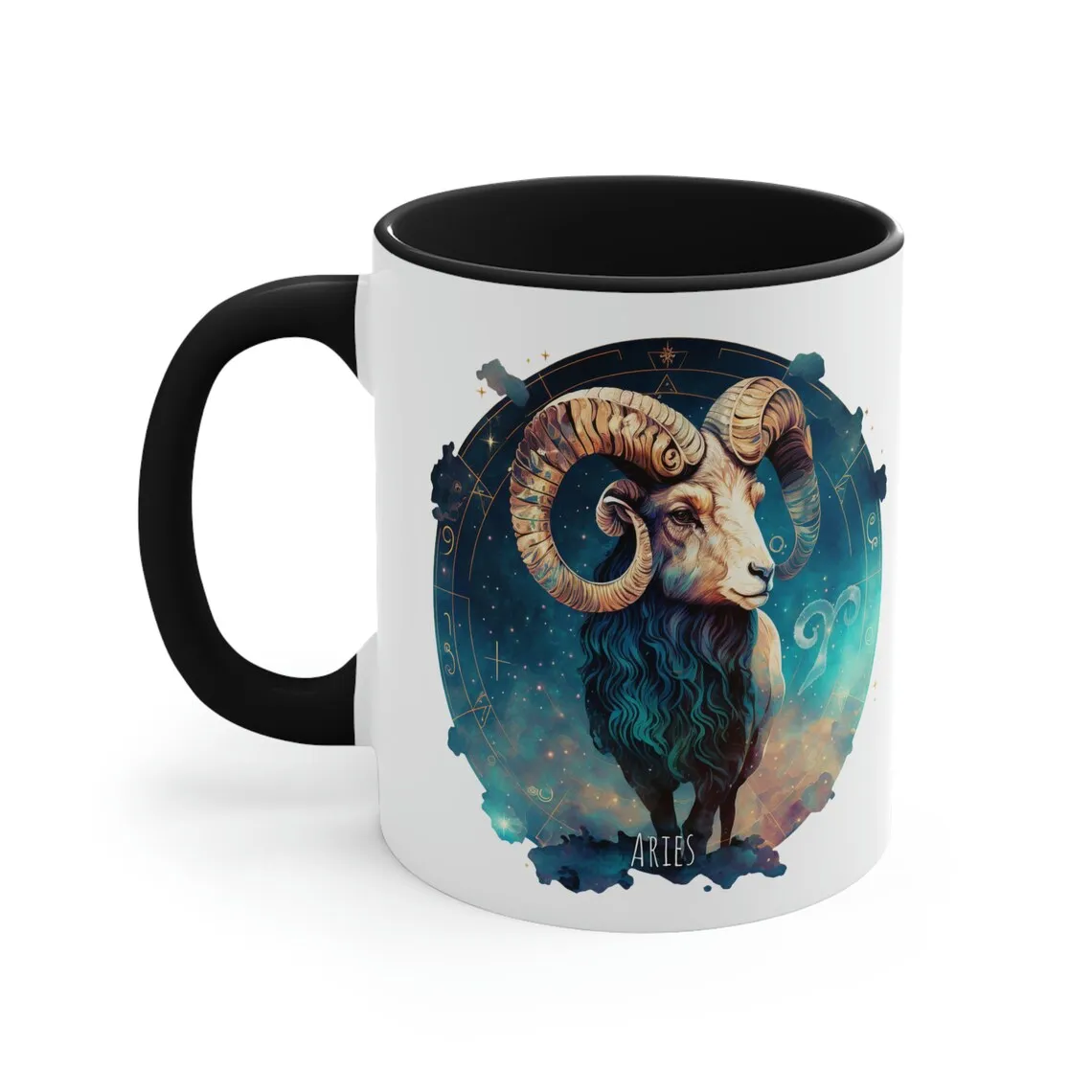 Zodiac Sign Coffee Mug, Ancient Greek Zodiac Constellation Black Accent Mug, Astrology Color Mug Friends Birthday Gift Mug