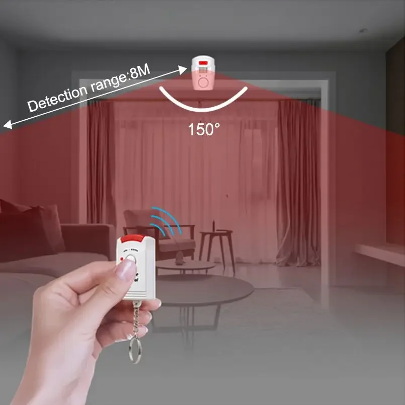 Home Security System Kits IR Infrared Motion Sensor Alarm Detector 105dB Alarm Monitor Wireless Alarm system+2 remote controller