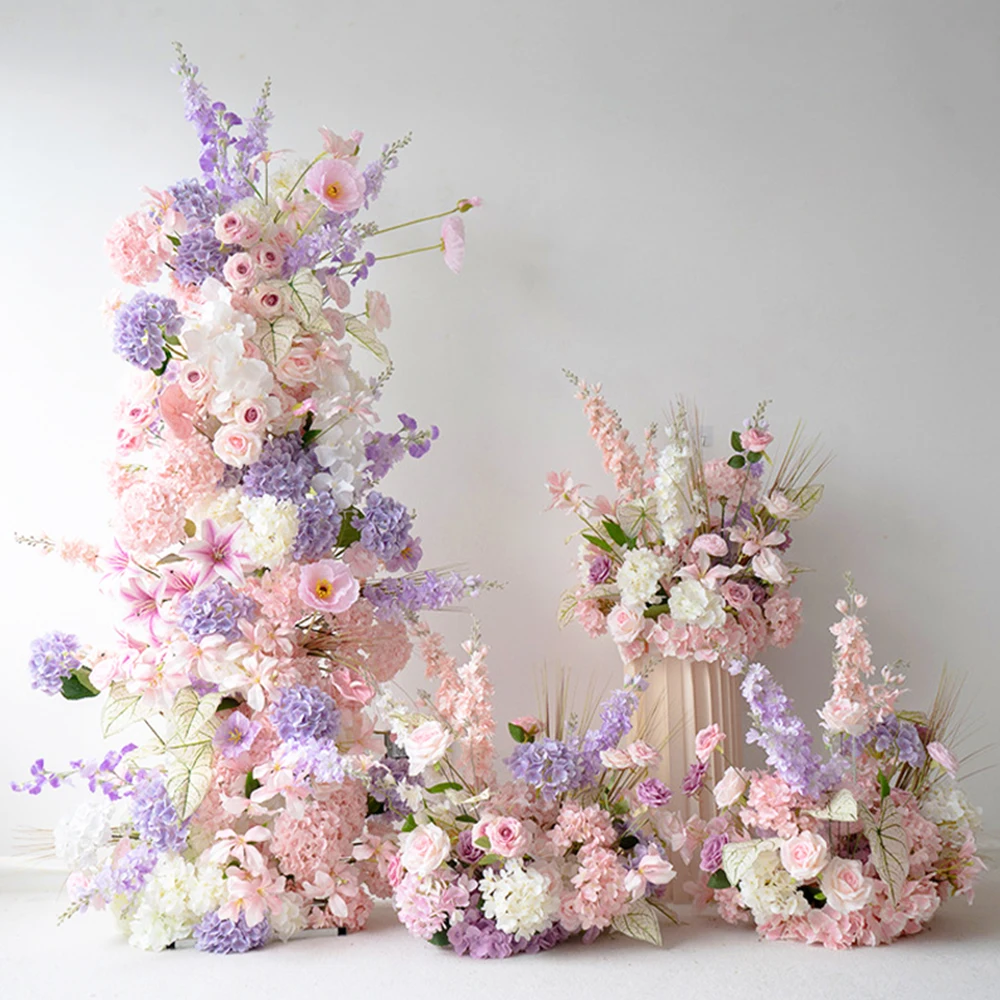 

Customizable Pink Purple Floral Row Flower Runner Artificial Flower Arrangement Wedding