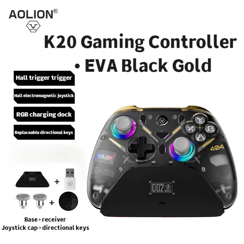 وحدة تحكم الألعاب 2.4G K20، غطاء سطحي مغناطيسي مزدوج القاعة، مشغل خطي ثلاثي السرعات لمحور شحن الكمبيوتر iOS وAndroid