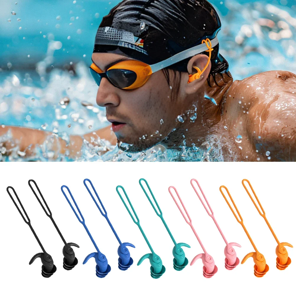 سدادات أذن للسباحة، مشبك أنف مقاوم للماء، يمنع تقليل الضوضاء المائية، سدادة أذن من السيليكون الناعم، مستلزمات غوص السباحة