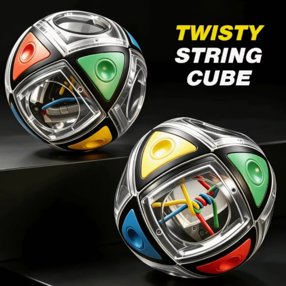 3D Rope Untangling Puzzle Ball Toy, Colorful Educational Rotating Rope Cube Transparent Flower Ball, Kids' Brain Training