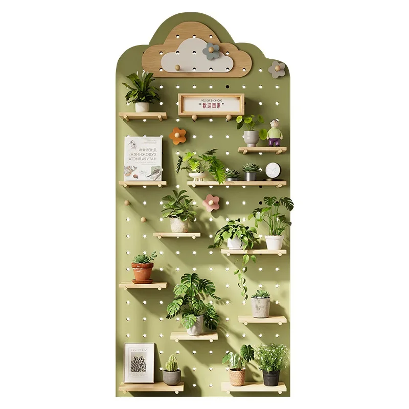 

Balcony dedicated, flower stand hole board, solid wood wall shelf, living room