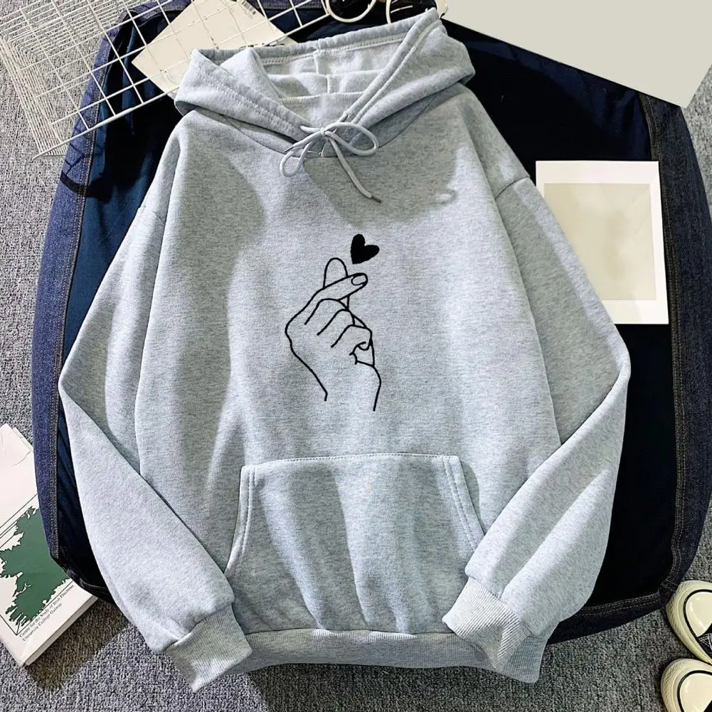 Lady Winter Pullover Cozy Plush Hoodie for Couples Unisex Fall Winter Hoodie with Elastic Cuff Hem Patch Pocket Drawstring Hood