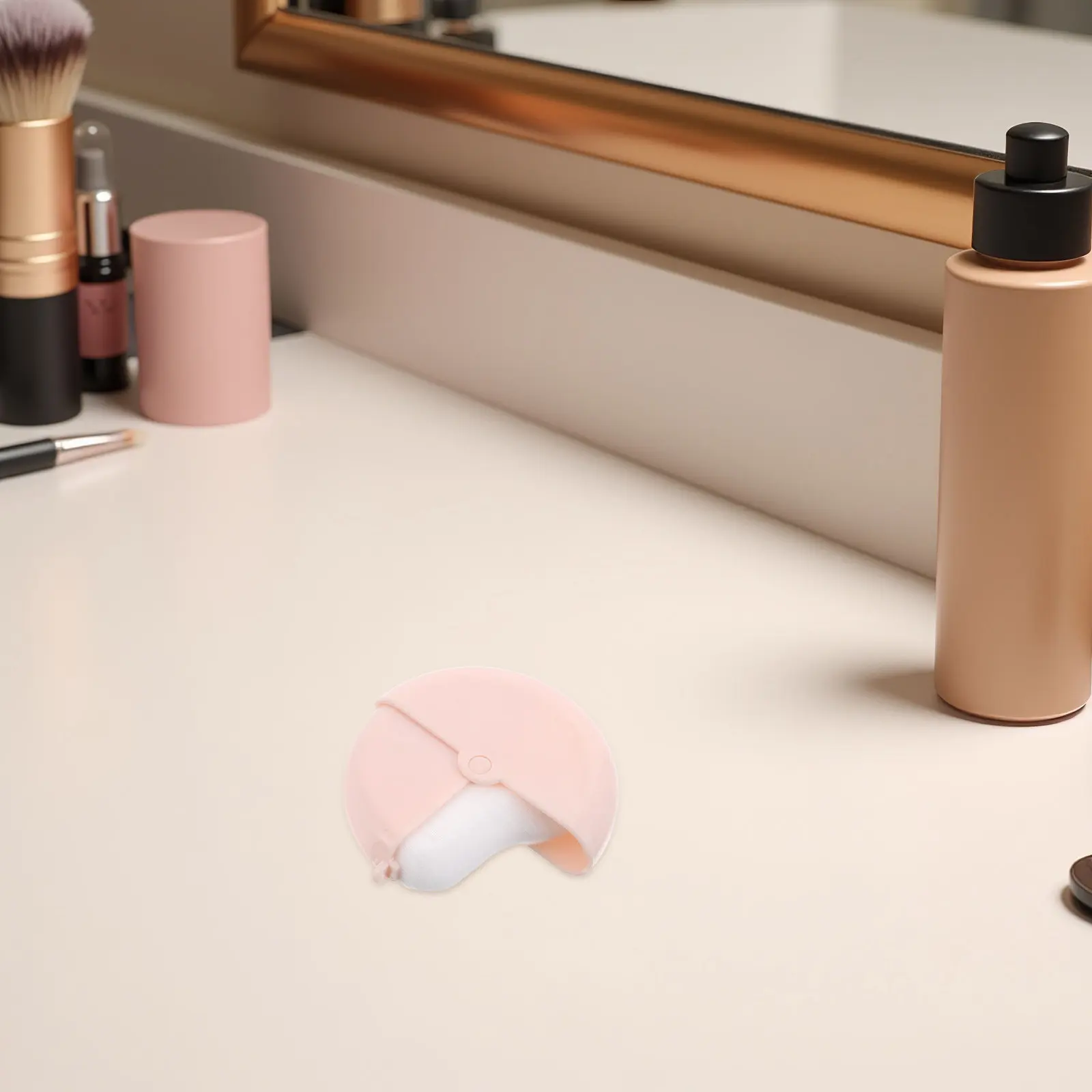 2Pcs Makeup Foundation Brush Wave Design Rotatable Cap Flat Top Applicator Brush Liquid Cream Powder Face Makeup