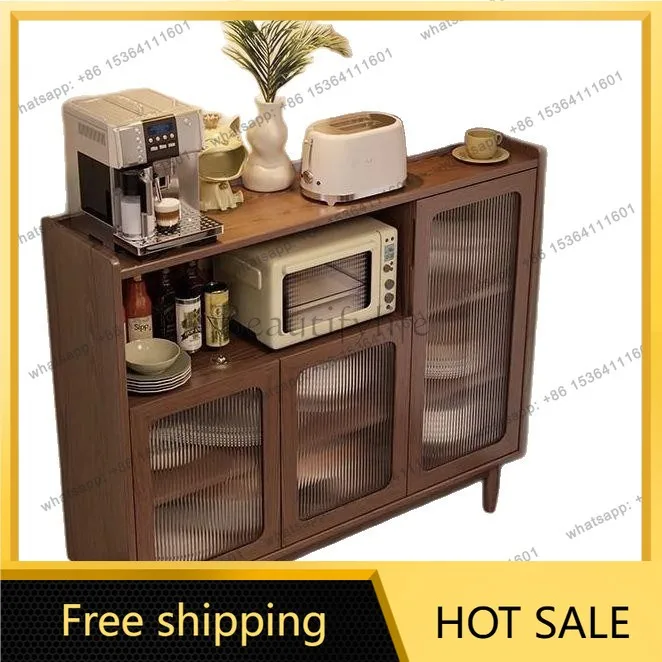 FG Nordic solid wood dining side cabinet hall storage storage wall narrow side cabinet