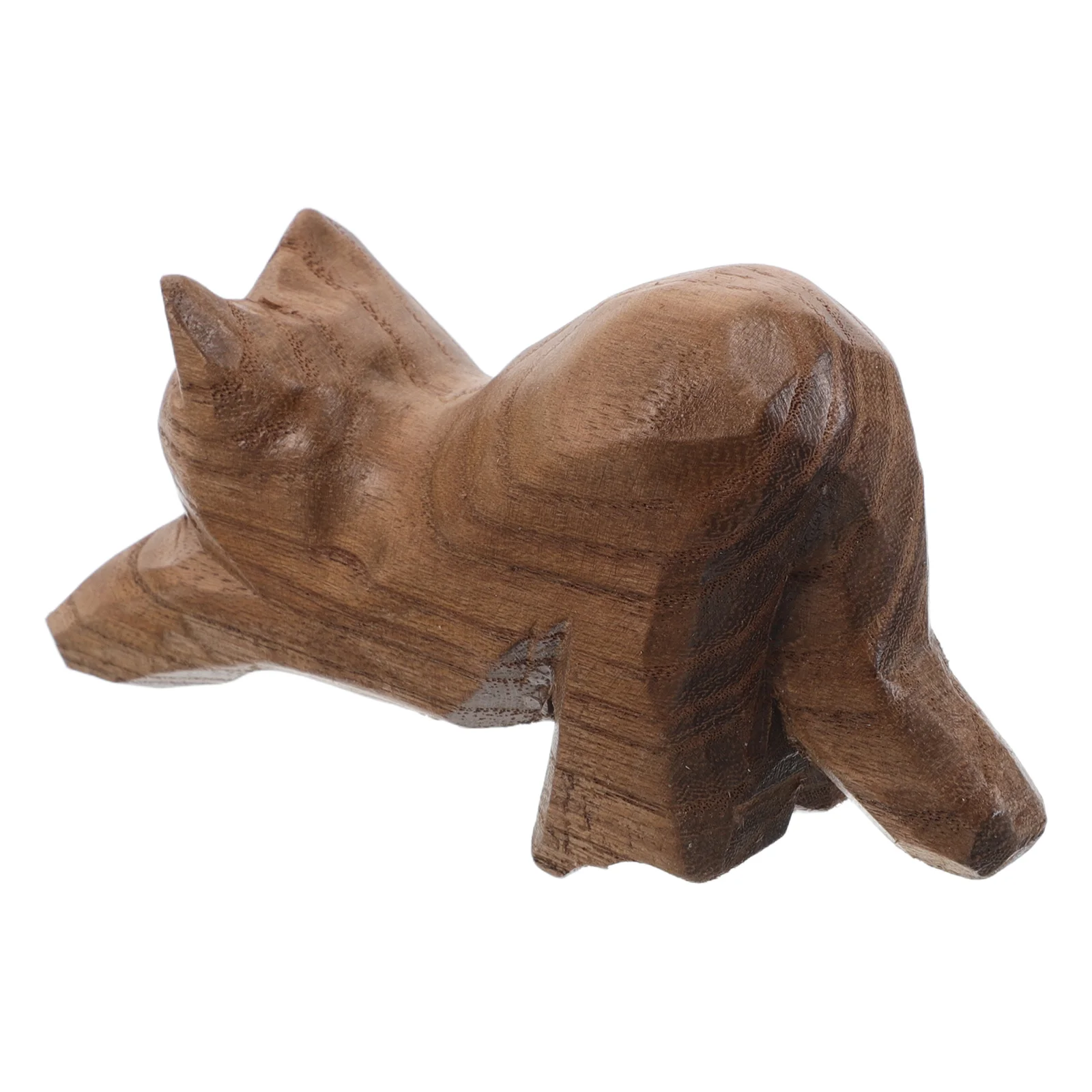 

Wooden Cat Ornament Home Decor Charming Kitten Figurine Manual Light Brown Statue Craft