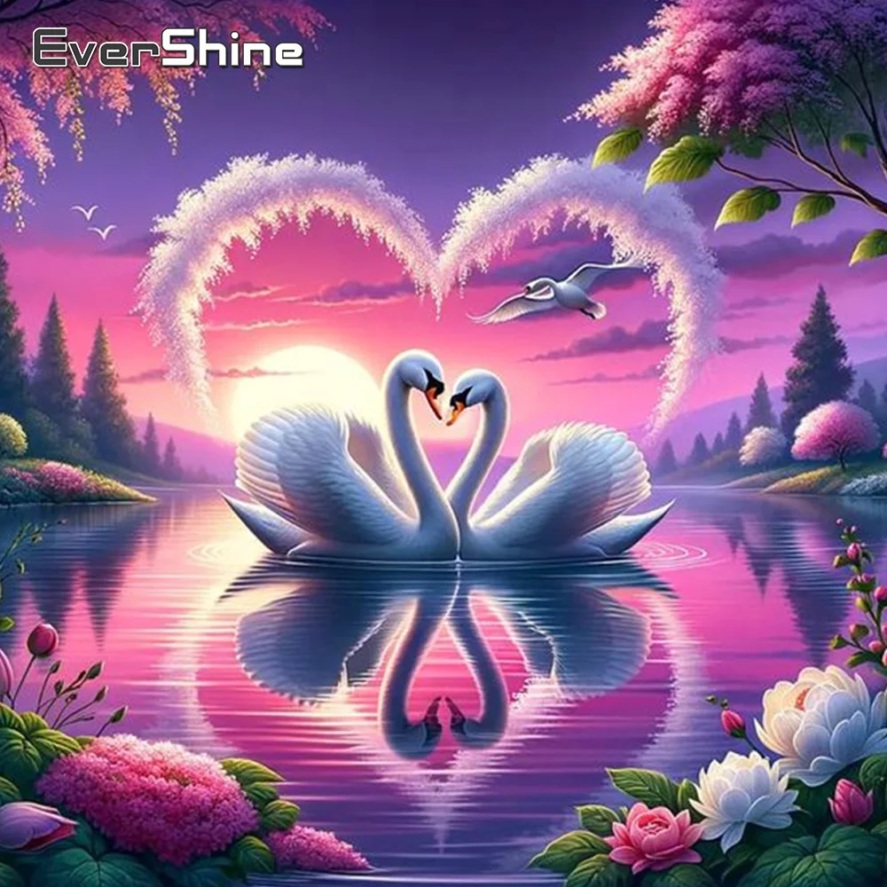 Ever shine Diamant Malerei Kit Schwan Tier Mosaik See volles Quadrat Runde Liebe Herz Kunst handwerk handgemachtes Hobby