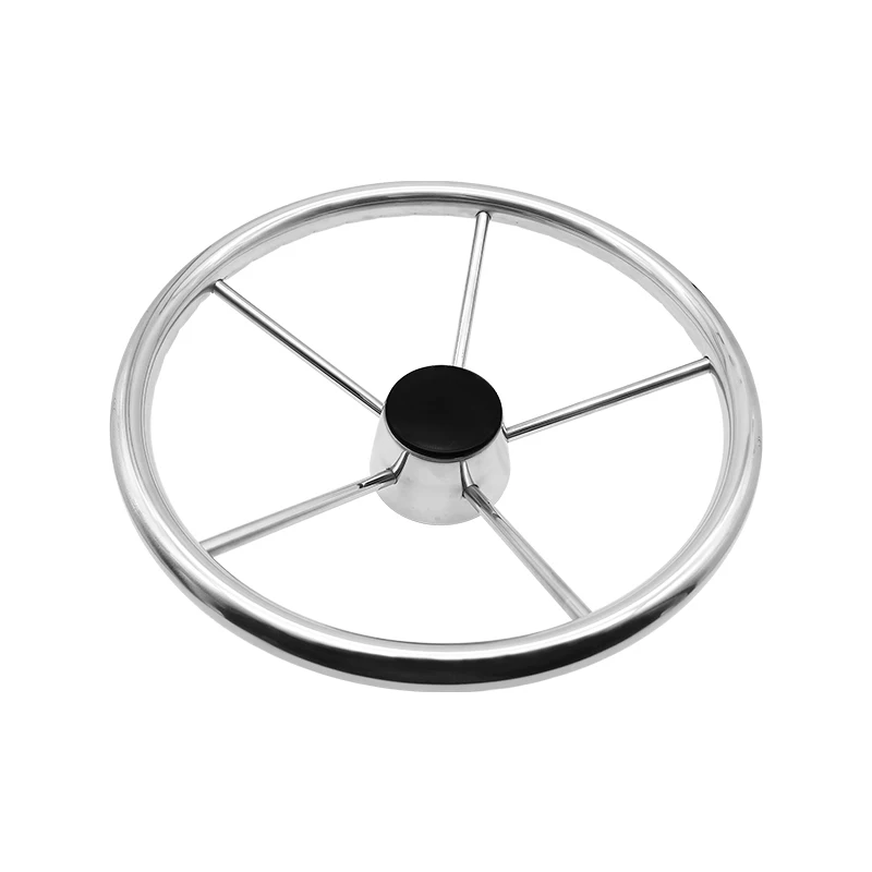 5 Spoke 15 inch Marine Stainless Steel Steering Wheel Marine Boat Yacht Steering Wheel With Control Knob Boat Accessories