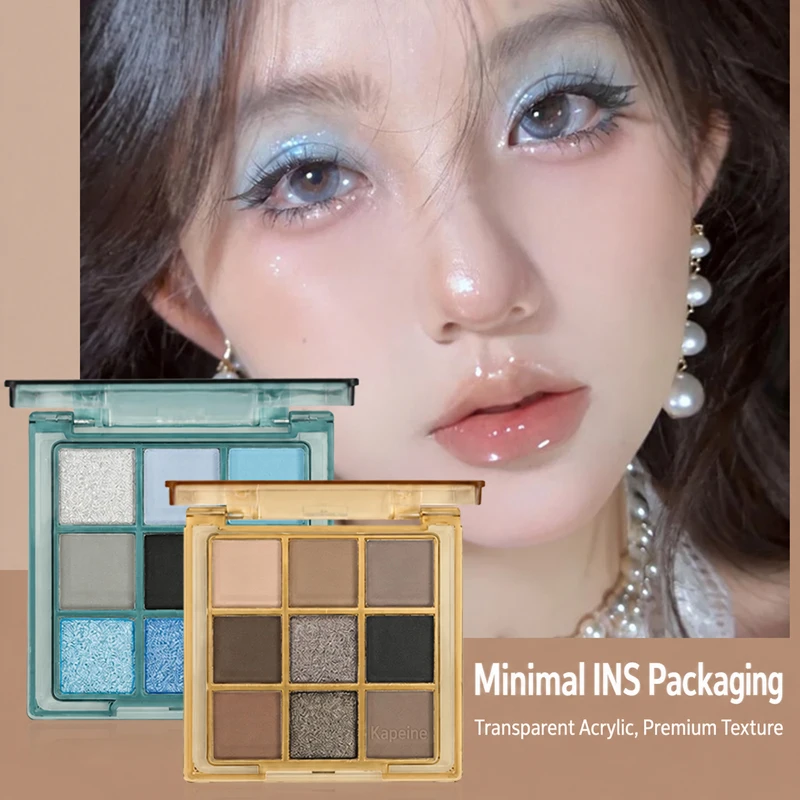 K'APEINE 9 Colors Eyeshadow Palette Matte Shimmer Glitter High Pigment Blue Pink Nude Smoky Eye Shadow Makeup Compact Travel Kit gallery 1