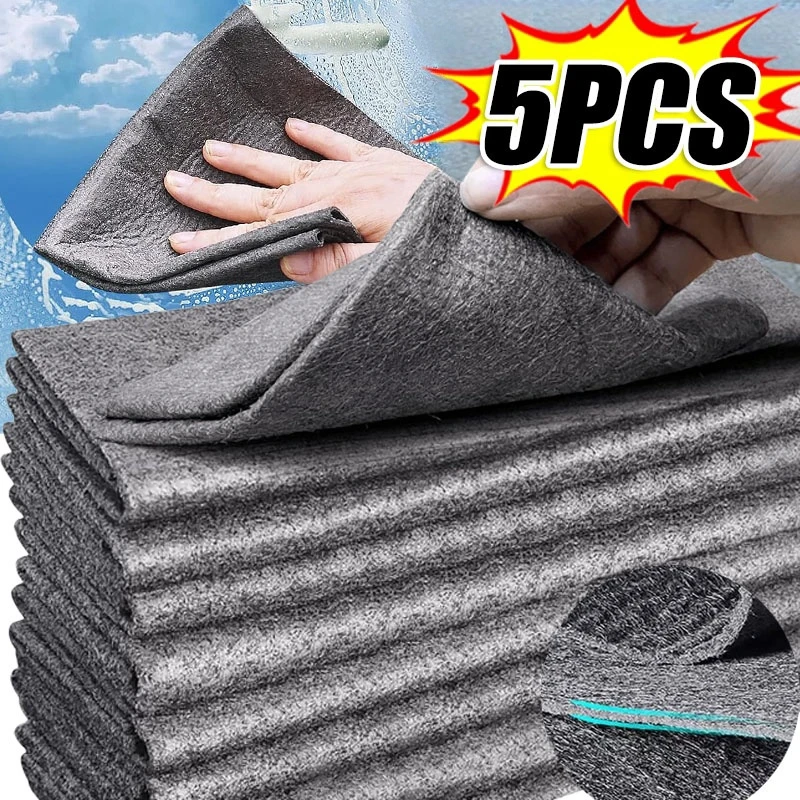 

5PCS Thicken Magic Cloth Cleaning Cloths Tools Reusable No Trace Microfiber Washing Rag Glass Wipe Towels For Car Window Mirrors