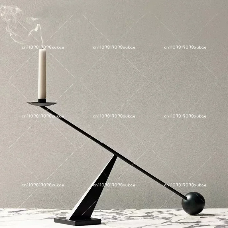 Modern Minimalist, Wabi-sabi Black Candle Holder. Creative, Simple, and Unique Geometric Line Design. Perfect for Romantic