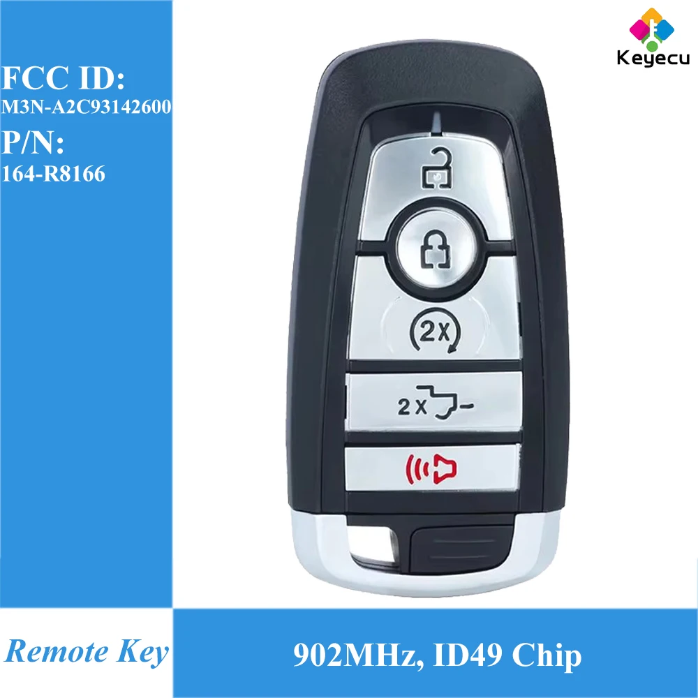 

Умный дистанционный ключ KEYECU с чипом ID49 902 МГц для Ford F-150 F-250 F-350 F-450 F-550 2017-2022 Брелок M3N-A2C93142600 164-R8166