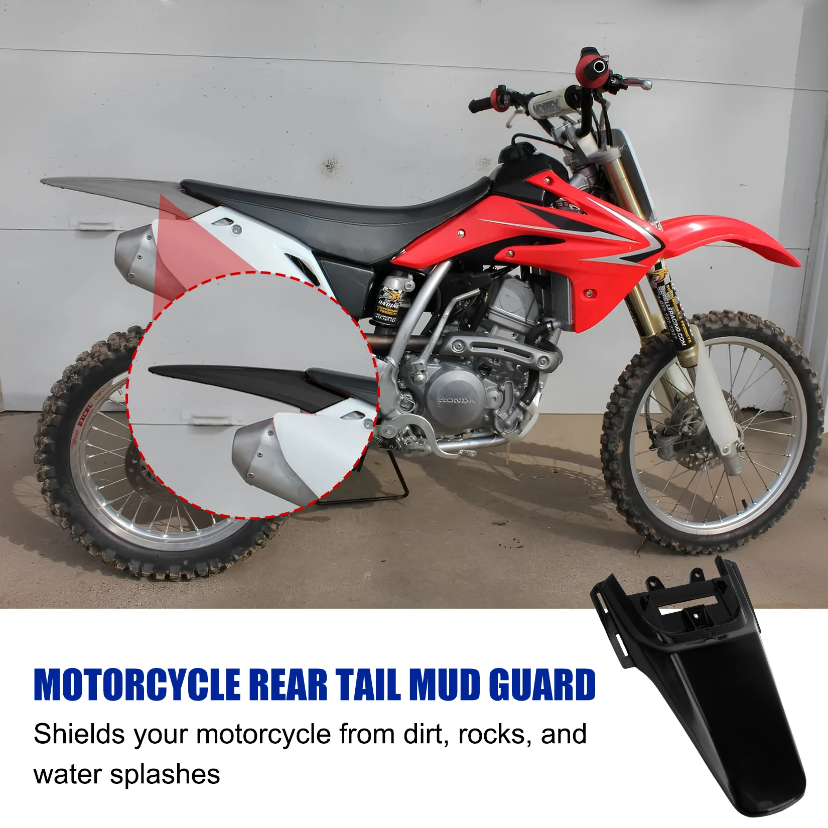 Motorcycle Rear Mudguard for Honda CRF50 XR50 110 125CC Dirt Pit Bikes Impact Resistant PP Plastic Rear Tail Cowl Shield