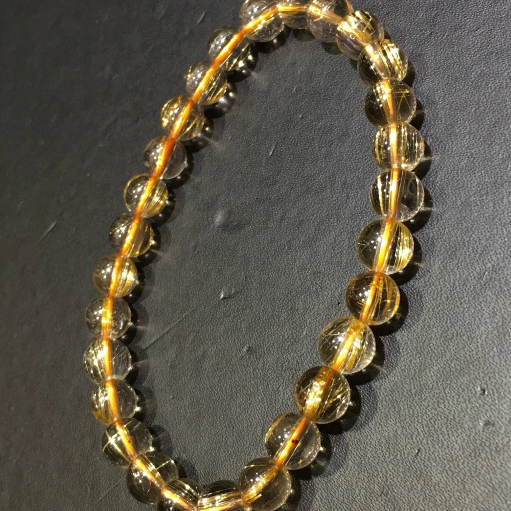 Natural Golden Hair Quartz 6.5mm Bead Bracelet for Women Reiki Healing Jewelry Strand Bangles Female Gift One Piece