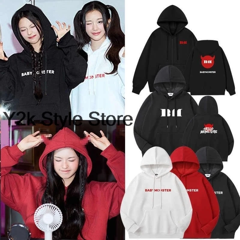 ‌ Babymonster HELLO MONSTERS Felpe con zip Felpe con cappuccio dello stesso stile da concerto Bias Ahyeon Asa Rami Rora Ruka Rami Pharita Chiquita Felpe con cappuccio