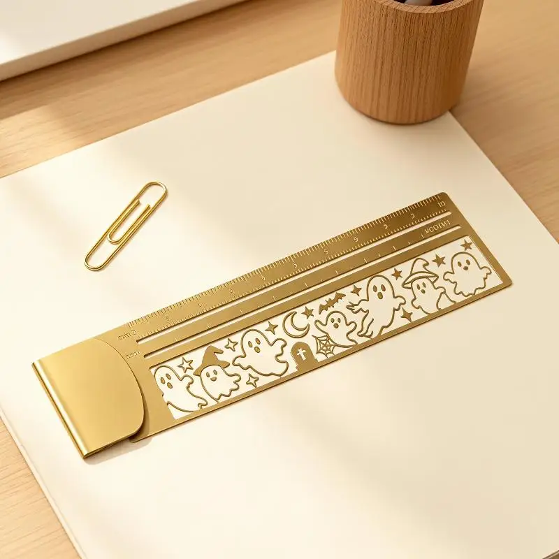 Cute Cat Double-Sided Ruler Bookmark - Creative Measuring & Page Marker Tool for Students, Planners & Holiday Gifts