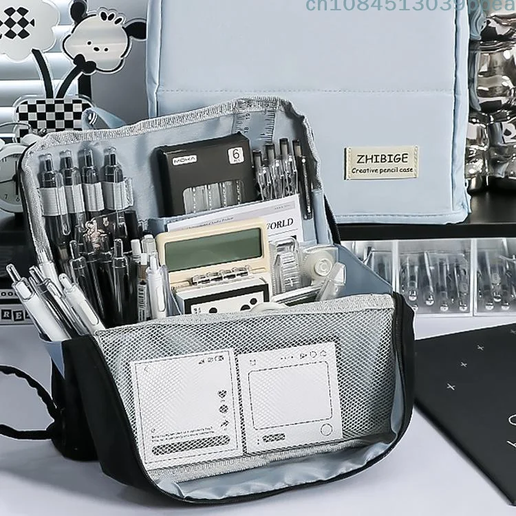 

1 Pc High Looking Large Capacity Pencil Case Simple Stationery Box Student Stationery Bag Storage Bag Office Stationery Supplies