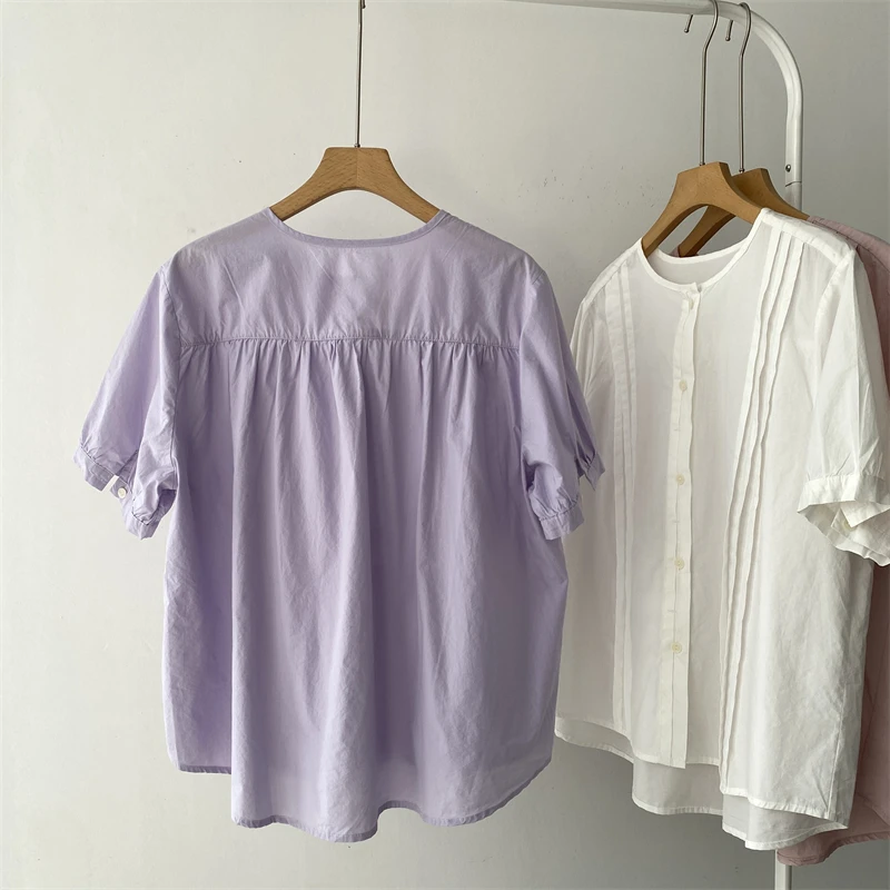 

Японский свободный женский топ Bubble Sve Ruffle Ne ex Summer New Faion, повседневный хлопковый круглый женский топ Ne irt