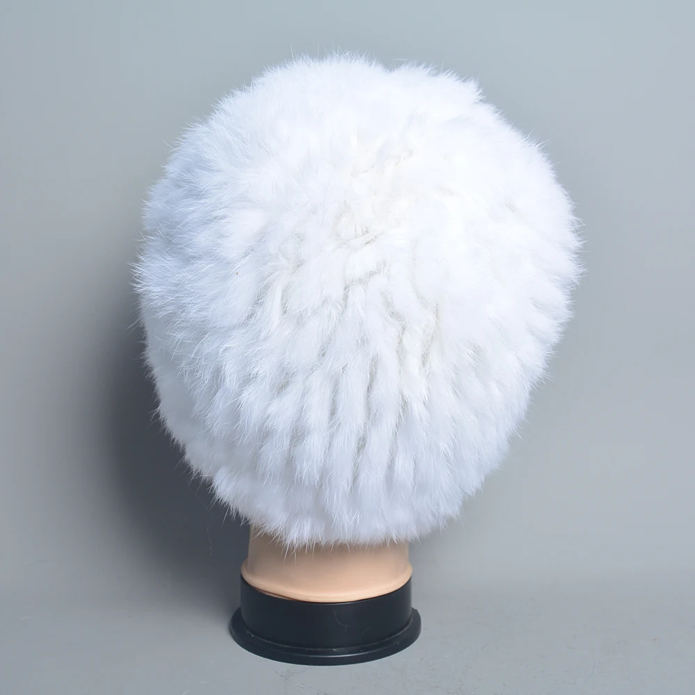 New Winter Rabbit Fur Hat Women Stylish Warm Thick Classic Hot Beanies Soft Fluffy Furry Cap Snow Outdoor Genuine Real Fur Hats