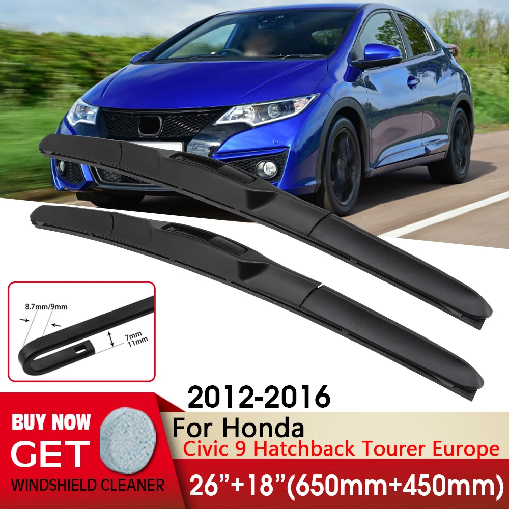 

Car Wiper Front Blades 26"+18" For Honda Civic 9 Hatchback Tourer Europe 2012-2016 Front Windscreen Wipers Auto Accessories