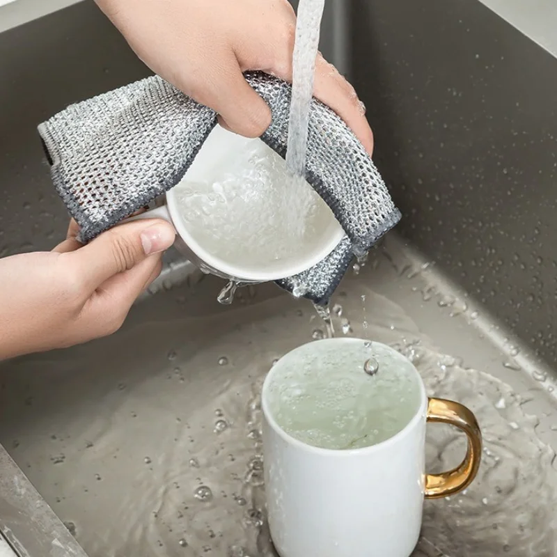 Steel Wire Dishcloth Non-Oil Easy To Clean Towel Brush Pot Wear-Resistant Kitchen Special Dish Pot Washdishing Clean Tools