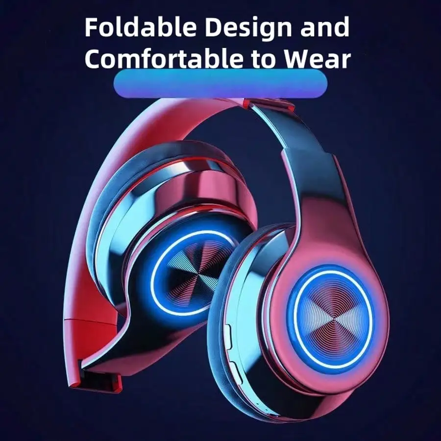 Wireless Noise Reduction Bluetooth Headset, Wireless Bluetooth 5.3 Mobile Computer Game Music Sports Earphones, Upgraden Bluetooth Headphones Wtih LED Lights, Portable Folding Active Noise Canceling Headphones With Deep Bass, USB Wireless Earbuds view 5